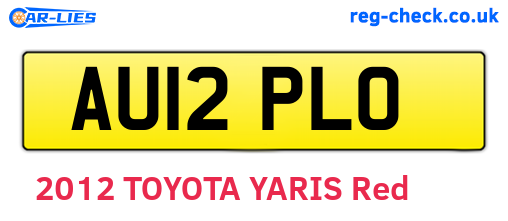AU12PLO are the vehicle registration plates.