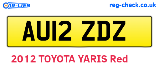 AU12ZDZ are the vehicle registration plates.