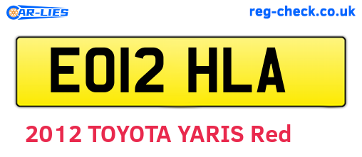 EO12HLA are the vehicle registration plates.