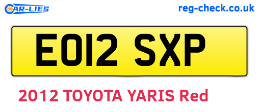 EO12SXP are the vehicle registration plates.