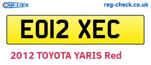 EO12XEC are the vehicle registration plates.