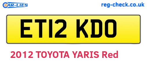 ET12KDO are the vehicle registration plates.