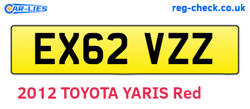 EX62VZZ are the vehicle registration plates.