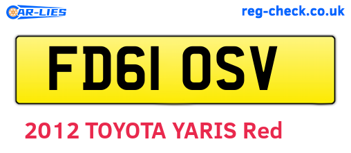 FD61OSV are the vehicle registration plates.