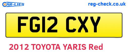 FG12CXY are the vehicle registration plates.