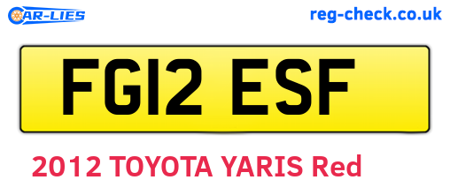 FG12ESF are the vehicle registration plates.