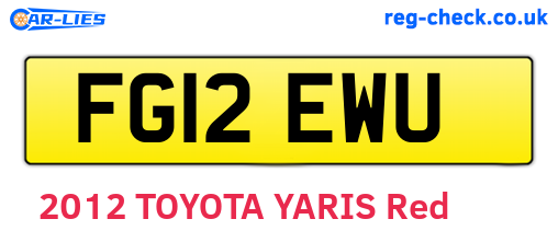 FG12EWU are the vehicle registration plates.