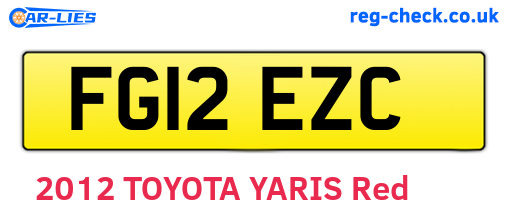 FG12EZC are the vehicle registration plates.