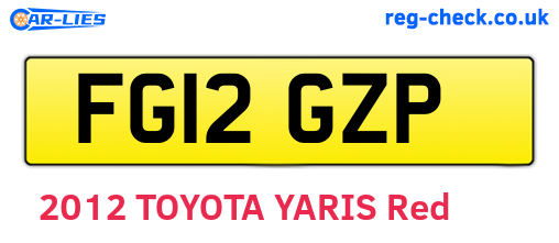 FG12GZP are the vehicle registration plates.