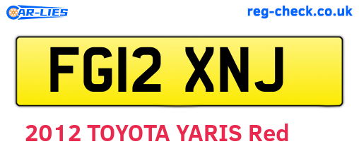 FG12XNJ are the vehicle registration plates.