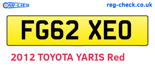 FG62XEO are the vehicle registration plates.