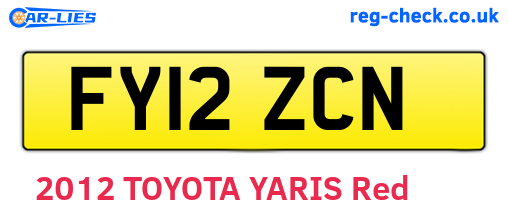 FY12ZCN are the vehicle registration plates.