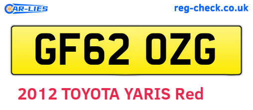 GF62OZG are the vehicle registration plates.