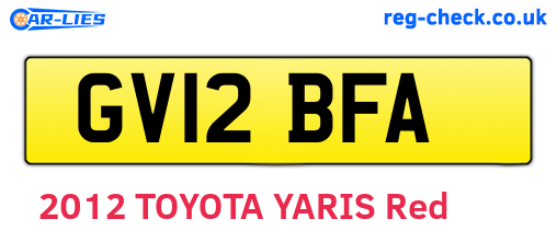GV12BFA are the vehicle registration plates.