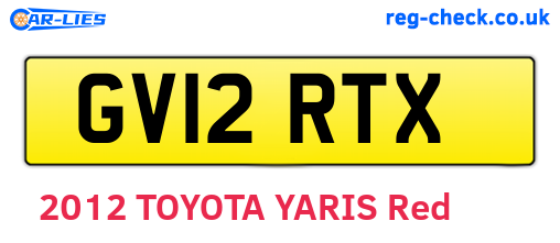 GV12RTX are the vehicle registration plates.