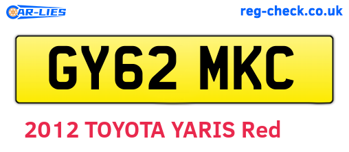 GY62MKC are the vehicle registration plates.