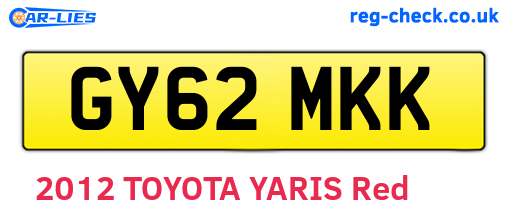 GY62MKK are the vehicle registration plates.