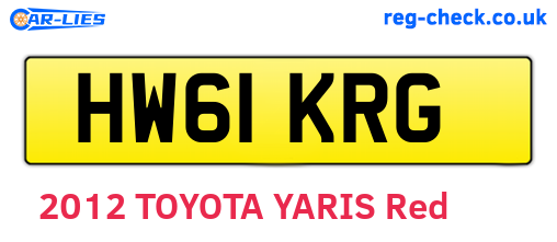 HW61KRG are the vehicle registration plates.