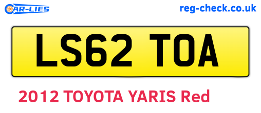LS62TOA are the vehicle registration plates.