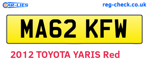 MA62KFW are the vehicle registration plates.