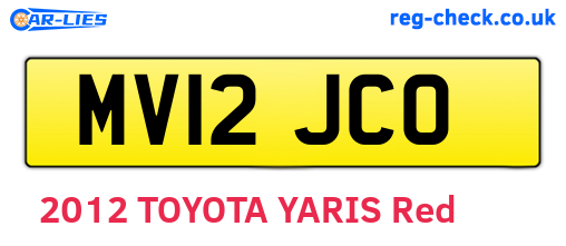 MV12JCO are the vehicle registration plates.