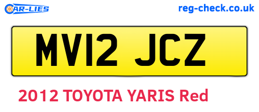 MV12JCZ are the vehicle registration plates.