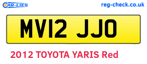 MV12JJO are the vehicle registration plates.