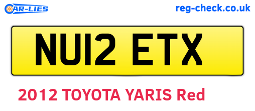NU12ETX are the vehicle registration plates.