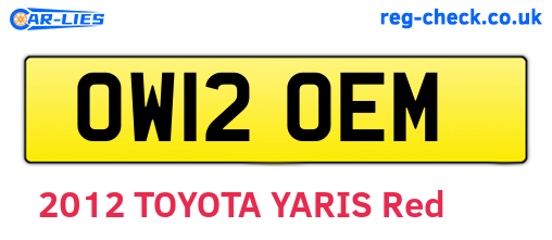 OW12OEM are the vehicle registration plates.