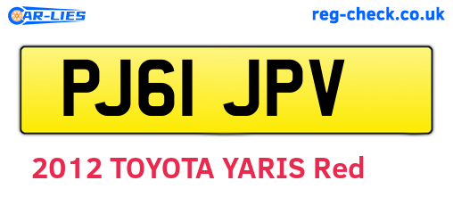 PJ61JPV are the vehicle registration plates.
