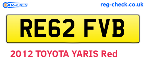 RE62FVB are the vehicle registration plates.