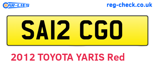 SA12CGO are the vehicle registration plates.