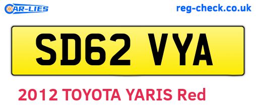 SD62VYA are the vehicle registration plates.