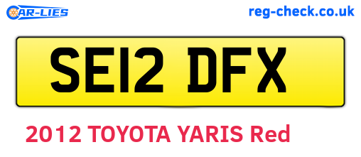 SE12DFX are the vehicle registration plates.