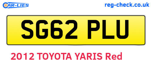 SG62PLU are the vehicle registration plates.