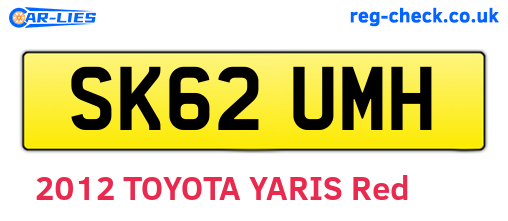 SK62UMH are the vehicle registration plates.