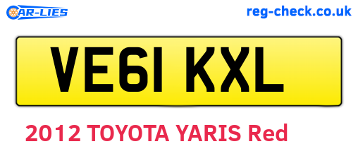 VE61KXL are the vehicle registration plates.