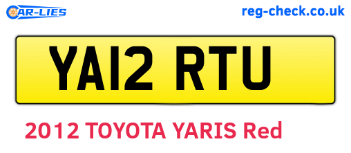 YA12RTU are the vehicle registration plates.