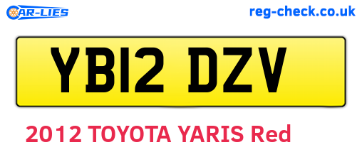 YB12DZV are the vehicle registration plates.