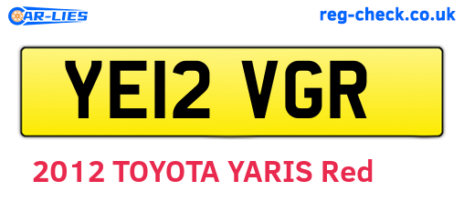 YE12VGR are the vehicle registration plates.