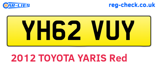 YH62VUY are the vehicle registration plates.