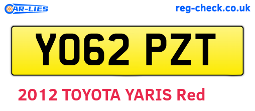 YO62PZT are the vehicle registration plates.