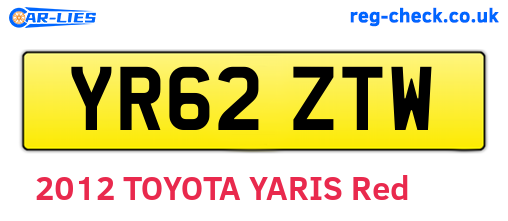 YR62ZTW are the vehicle registration plates.