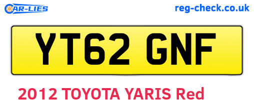 YT62GNF are the vehicle registration plates.