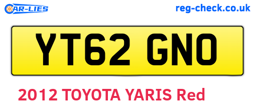 YT62GNO are the vehicle registration plates.