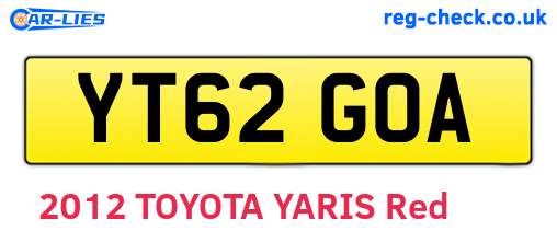 YT62GOA are the vehicle registration plates.