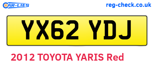 YX62YDJ are the vehicle registration plates.