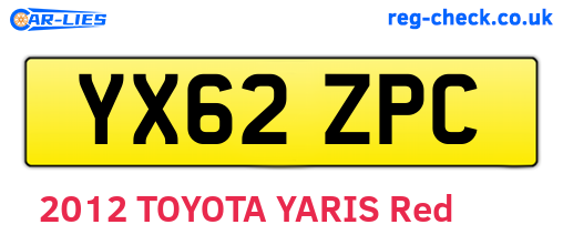 YX62ZPC are the vehicle registration plates.