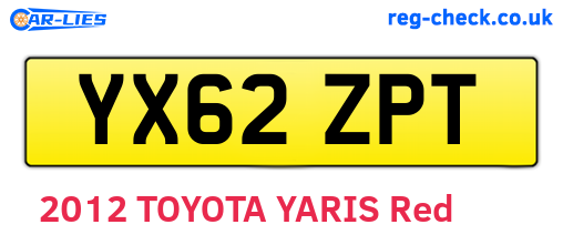 YX62ZPT are the vehicle registration plates.