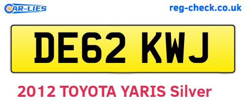 DE62KWJ are the vehicle registration plates.